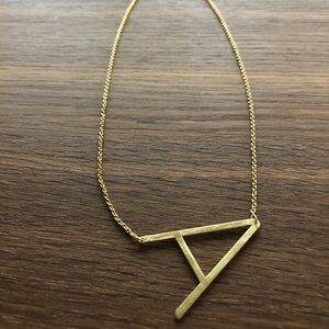 Anthropologie Gold Block Letter Monogram Necklace